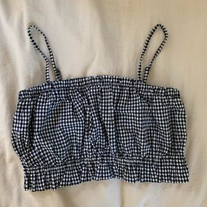 LA Hearts black and white gingham ruched tank top